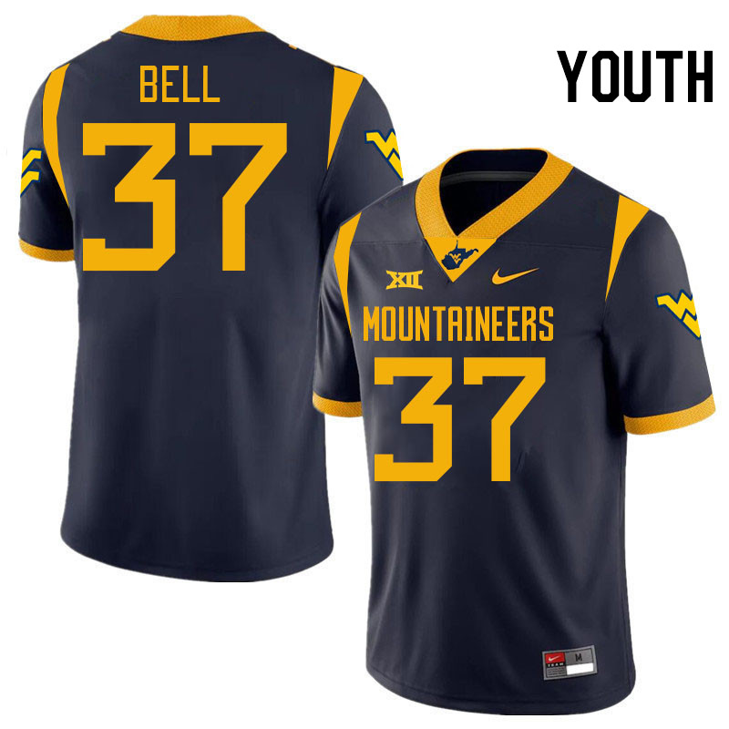 Youth #37 Jayden Bell West Virginia Mountaineers College 2024 New Uniforms Football Jerseys Stitched